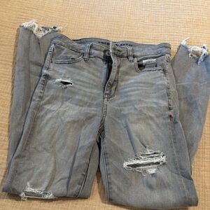 American Eagle Outfitters Gray Distressed Boyfriend Jeans